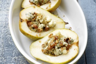 Pears Stuffed with Blue Cheese, Nuts and Honey