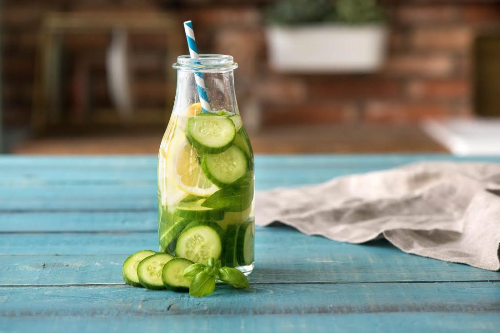 infused water-cucumber-lemon-basil-HelloFresh