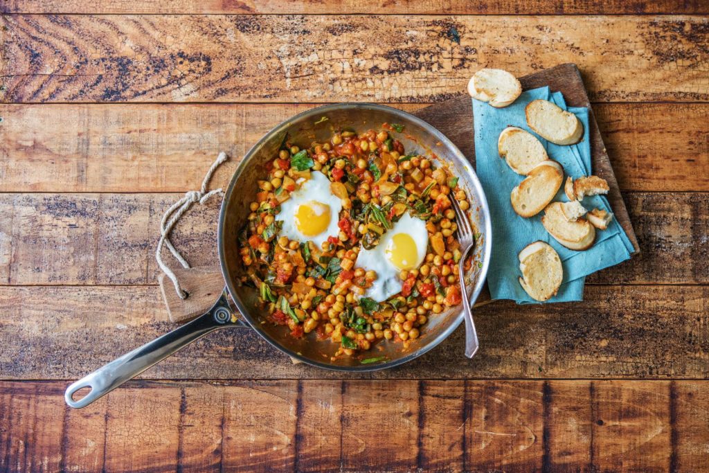 cilantro recipes-reservation-in-HelloFresh-eggs-chickpeas-swiss-chard-breakfast-brunch