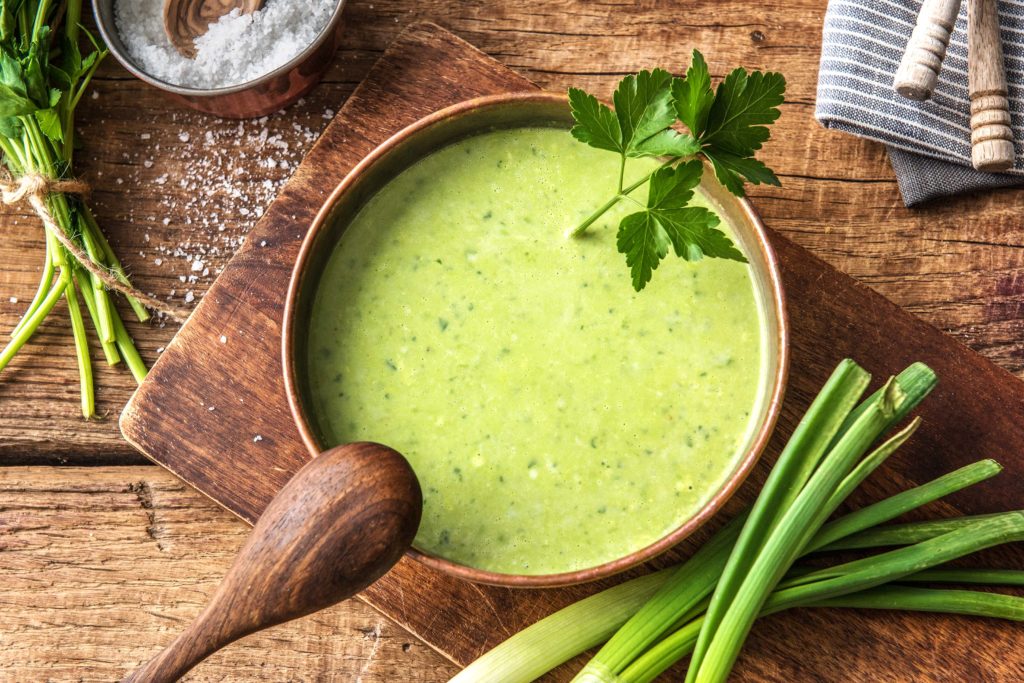 vegetarian soup recipes-colorful-green-zucchini-parsley-HelloFresh