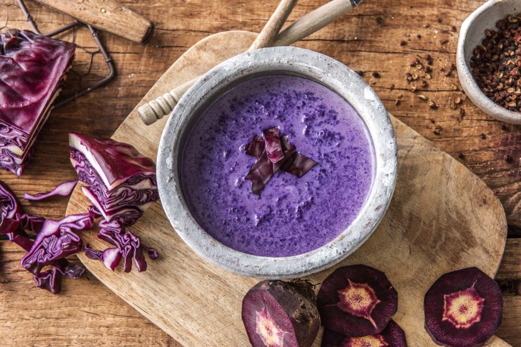 vegetarian soup recipes-purple-cabbage-potato-colorful-HelloFresh