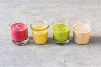 4 Different Colored Tahini Smoothies