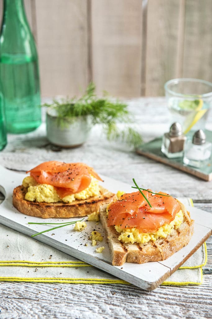 how to serve smoked salmon-toast-scrambled-eggs-breakfast-HelloFresh-recipe