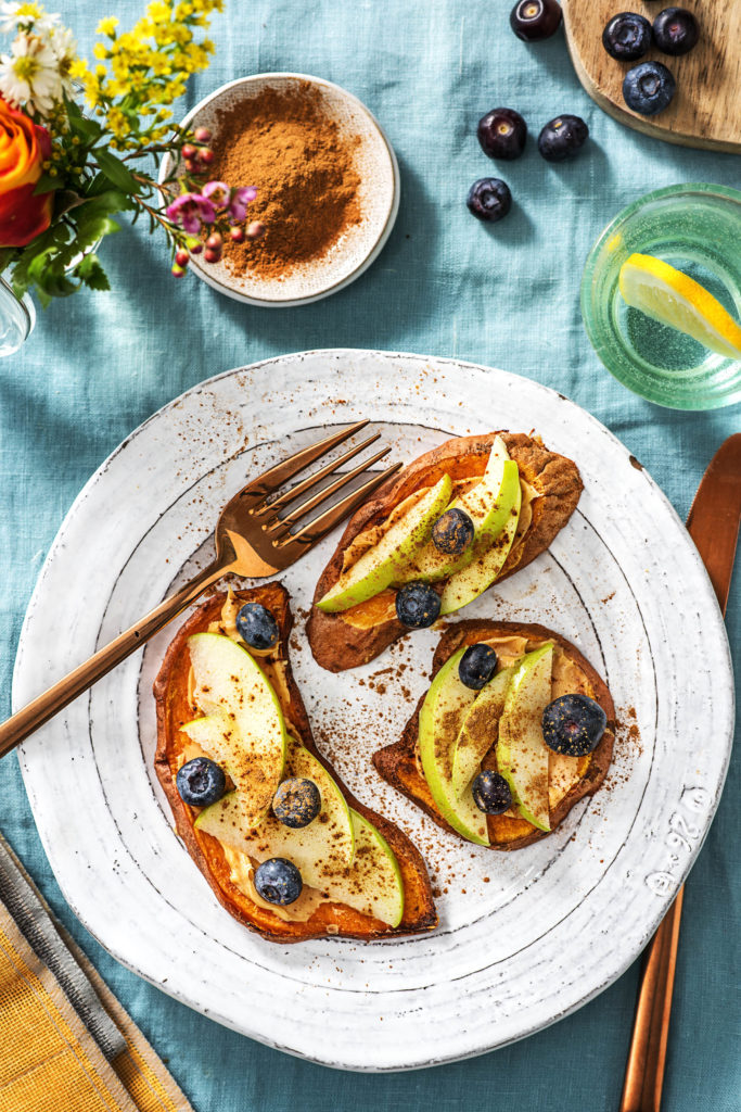 sweet potato toast-4-ways-recipes-HelloFresh-almond-butter-apples-blueberries