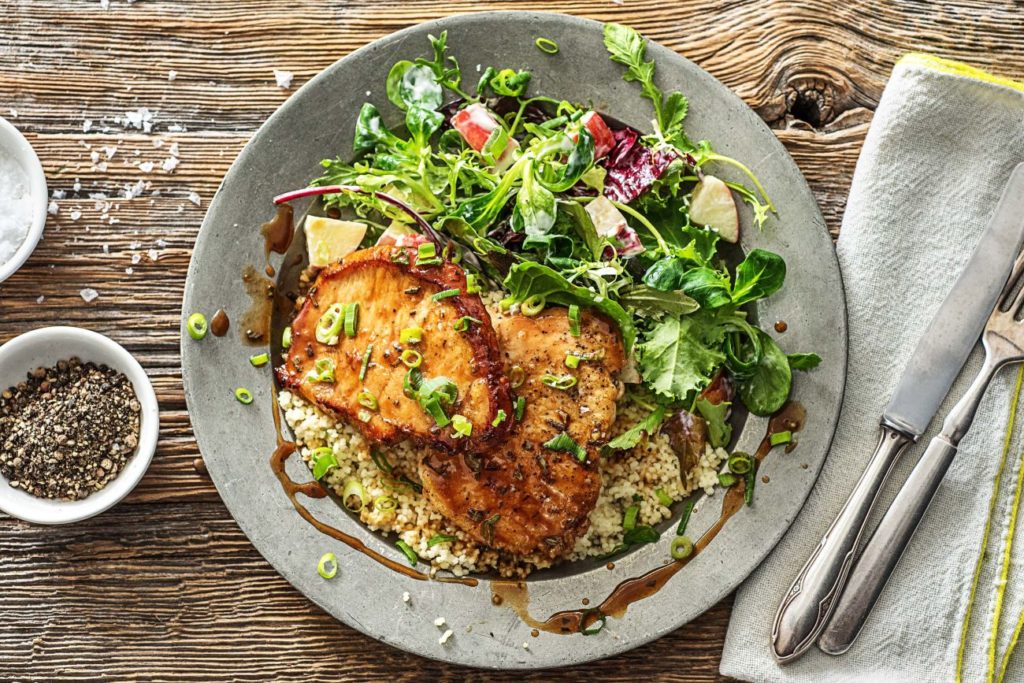 quick and easy recipes-20-minute-meals-HelloFresh-maple-rosemary-glazed-pork-cutlets