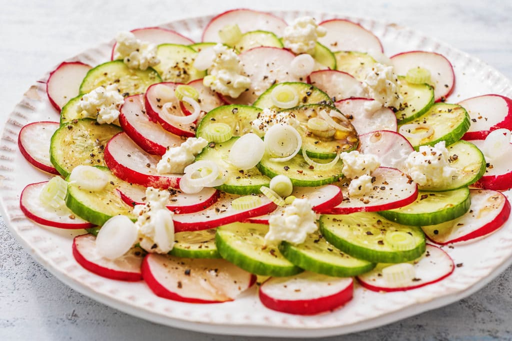 easy snacks-cucumber-radish-salad-HelloFresh