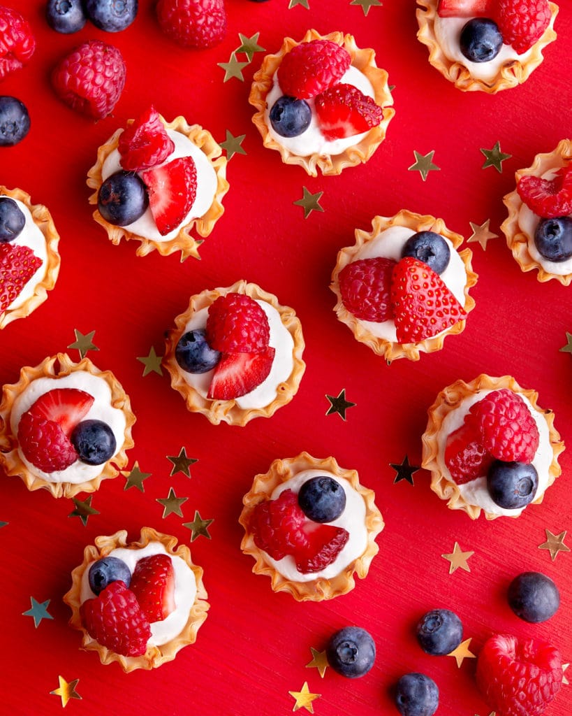 Red White and Blue recipes no cook tartlets